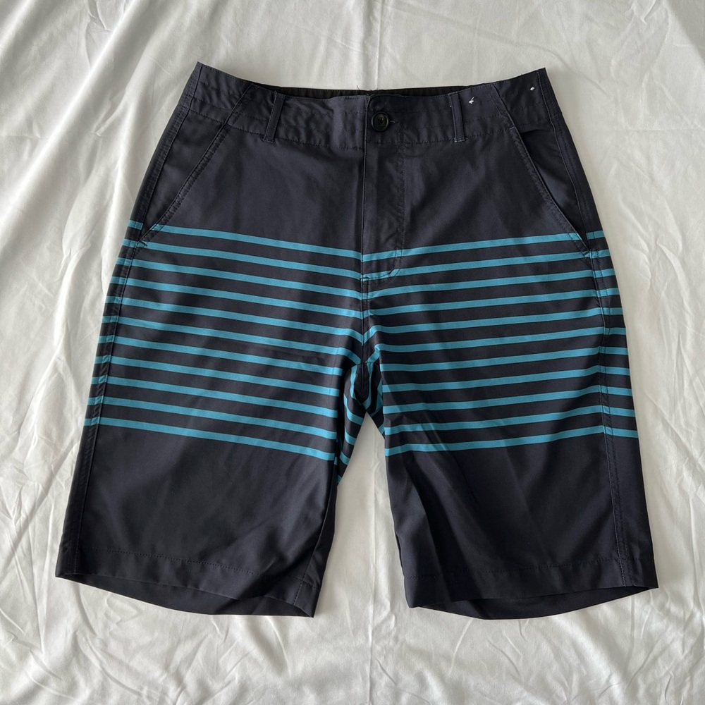 Men’s Dark Blue Striped Hybrid Swim Trunks